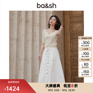 ba&sh bash2025春夏新品白色牛仔裙法式簡(jiǎn)約通勤風(fēng)半裙1E24COWI OFFWHITE S 36