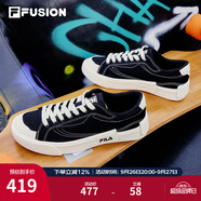 FILA FUSION斐樂男鞋POP帆布鞋潮牌男子潮流板鞋街拍運動休閑鞋男 黑-BK 42.5