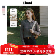 ELAND衣戀小奶羔毛衣女POLO領(lǐng)短款絞花含綿羊毛2025早秋新款 中灰色(18)M/Grey M 165