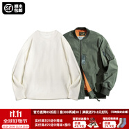 馬登工裝美式空中MA1飛行員夾克軍事風(fēng)短款外套復(fù)古棒球服男潮秋上衣 綠色MA1+米白長T L