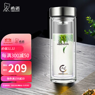 希諾（HEENOOR）雙層抗菌玻璃杯男女士高檔商務(wù)辦公泡茶杯大容量水杯加厚隔熱杯子 明星款-410ml-小熊杯蓋 銀離子抗菌版+禮盒裝+帶濾網(wǎng)
