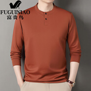 富貴鳥(niǎo)（FUGUINIAO）中年男士長(cháng)袖t恤半高領(lǐng)衛衣男春秋季上衣2025新款打底衫潮T 橙色 2XL