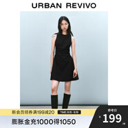 UR2025春季新款女摩登氣質(zhì)褶皺收腰顯瘦無(wú)袖連衣裙UYY750030 黑色 M