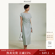 茂禾腰間扭結(jié)氣質(zhì)連衣裙女夏季新款顯瘦連身裙24MH62146 豆青 XL