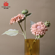 愛已裝糖 北歐風仿真花假花泰迪熊重瓣向日葵綠植塑料花客廳裝飾擺件 2支