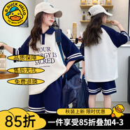 G.DUCKKIDS童裝女童套裝夏季2024新款中大童女孩夏裝扎染純棉短袖T恤半身裙 藏青7108款 170 建議身高160-170cm年齡14-15歲