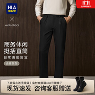 海瀾之家（HLA）休閑褲男裝春秋季輕商務(wù)時(shí)尚系列紳士四面彈直筒褲男士休閑長(zhǎng)褲子 HKCAW3J089A黑色9K 30 /170推薦57~59kg