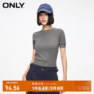 ONLY夏季休閑百搭螺紋純色圓領(lǐng)短袖針織衫女|124124030 E52 錫镴灰色 XS 155/76A