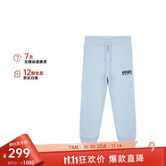 高田賢三（KENZO） 男童淺藍色棉質(zhì)LOGO刺繡休閑運動長褲 K24286 791 6A 