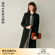 顏域女裝黑色中長款風(fēng)衣女春款冬2025新款職業(yè)顯瘦氣質(zhì)百搭西裝外套 黑色2 XXL