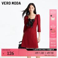 VEROMODA連衣裙秋冬甜美小個(gè)子新年戰(zhàn)袍紅色法式小香風(fēng)3361022 S97澳木紅色 160/80A/S