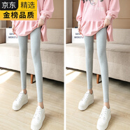 GIOIO日本進(jìn)口品牌棉打底褲女外穿春秋季薄款高腰顯瘦灰色九分褲彈力大 淺灰裝 2條 M 建議80-100斤