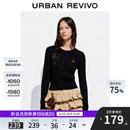 UR2025秋季新款女裝休閑絞花肌理櫻桃刺繡針織開衫UYY950116 墨藍(lán) M