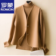 羅蒙（ROMON）2025秋冬新款雙面毛呢馬甲女短款外搭背心外穿羊毛馬夾內搭 官方旗艦駝色 M 105-120斤