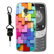KYODO適用諾基亞3210 4G手機殼 4g2024卡通軟殼TA-1619防摔簡(jiǎn)約防摔定制保護套 彩色積木+長(cháng)掛繩 諾基亞3310 2g