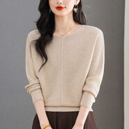 GOLDLION G+2025年秋冬新款圓領(lǐng)寬松針織衫女 溫柔風(fēng)色套頭短款通勤毛衣潮 暖冬白 S 【建議 85-100斤】