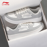 李寧黑色板鞋男2026冬季新款透氣潮流百搭經(jīng)典滑板鞋子運動(dòng)跑步休閑鞋 靜灰色/云霧白 【月臨】 43.5