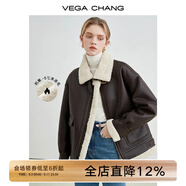VEGA CHANG皮毛一體外套女秋冬韓版寬松加厚毛絨皮衣外套ins潮 深栗棕 M