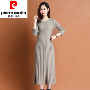皮爾卡丹（pierre cardin）半高領(lǐng)中長(cháng)款純羊毛毛衣連衣裙羊毛呢打底衫2025春秋針織內搭女針 米灰色 M 建議95-105斤