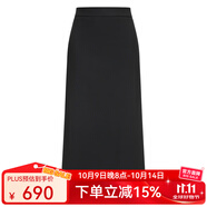 Scofield女裝靜奢知性H型半身裙后開(kāi)衩直筒中長(zhǎng)裙2025秋季新品 黑色 M