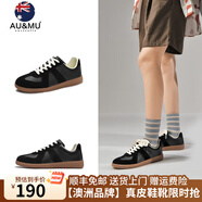 AU&MU德訓(xùn)鞋輕便運(yùn)動(dòng)休閑鞋百搭經(jīng)典小白鞋透氣板鞋平底大碼情侶男女鞋 DX002黑色【男女款】 44