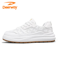 德?tīng)柣荩―EERWAY）男鞋2025夏季百搭休閑沖孔透氣滑板鞋厚底青少年防滑運動(dòng)潮鞋 白色 39