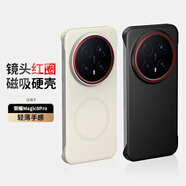 斯得弗適用榮耀Magic8Pro手機殼華為榮耀magic8pro保護殼套無(wú)邊框半包磁吸超薄皮紋男女士新款-紅圈白色