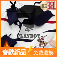 花花公子（PLAYBOY）秋冬季加絨polo襯衫中年男爸爸裝加厚條紋t恤保暖打底體恤衫 白色 M 48/170