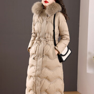 古地斯 羽絨服女中長(cháng)款2025鴨絨加厚時(shí)尚過(guò)膝冬外套保暖外套羽絨服上衣 卡其色 M