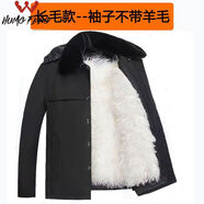 悍風(fēng)（HUMGFENG）悍風(fēng)冬季中老年皮毛一體棉衣老人外套東北羊毛襖男加厚爸爸棉服尼 黑色-長(zhǎng)毛款袖子不帶羊毛 2XL