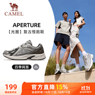駱駝（CAMEL）復(fù)古運(yùn)動(dòng)男鞋全地形跑步休閑慢跑鞋子 X14B09L7013 黑/銀 38