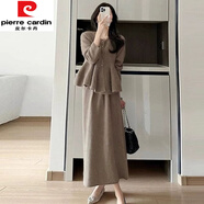 皮爾卡丹（pierre cardin）深冬裝搭配一整套毛衣針織連衣裙女2025新款感小個(gè)子香風(fēng)套裝 咖色套裝今年流行的輕奢品牌 S (建議100斤內)