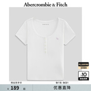 Abercrombie & Fitch【多色亨利領(lǐng)】女裝25夏季經(jīng)典小麋鹿修身短袖T恤KI139-5271 白色(粉色小麋鹿) XS (160/84A)