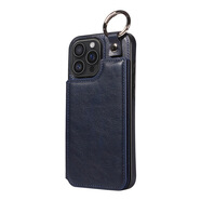 牧后適用iPhone16荔枝紋吊環(huán)左右開(kāi)手機卡包 蘋(píng)果15插卡支架S24保護套 K荔枝紋吊環(huán)左右開(kāi)卡包--藍色 iPhone16Pro