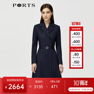 PORTS寶姿秋冬新品女裝長袖中長連衣裙ALM9N013LCF030 丈青-1 L (8)