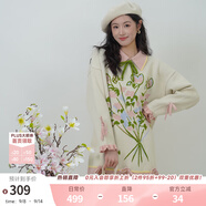 兩三事毛衣裙2024秋冬新款設(shè)計(jì)感寬松拼色長(zhǎng)袖針織連衣裙花事浪漫 花色  M