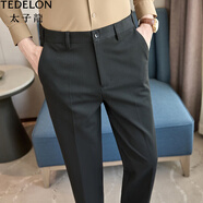 太子龍（TEDELON）休閑西褲男士秋季2025新款感商務(wù)正裝直筒西裝褲子男款 黑色 29