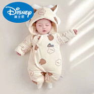 迪士尼（Disney）可愛新生嬰兒加厚夾棉襖連體衣帽男秋冬天外出寶寶保暖爬服哈衣女 官方品牌夾棉爪爪兔/ 加厚保暖-絨 36cm 59 建議12斤以下穿