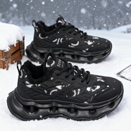 森馬加絨加厚增高運動(dòng)鞋鞋子男款棉鞋冬季男2025新款女鞋新年馬年拜年 黑色 42