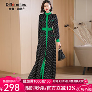 帝弗·潤馳2025秋裝新款高端女裝 輕奢波點(diǎn)印花連衣裙修身及踝長裙 黑色 M