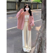 園翌粉色軟糯慵懶風(fēng)針織開衫毛衣女秋冬季小個子寬松外套套裝 粉色【高品質(zhì)毛衣單件】【炸街減齡時尚套裝春/奶系穿 S 【75-95斤】【收藏關(guān)注現(xiàn)貨速發(fā)】贈運費險