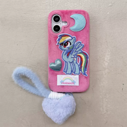 三棲虎秋冬毛絨可愛(ài)小馬寶莉愛(ài)心手繩適用蘋(píng)果16手機殼iPhone15promax保護套diy創(chuàng  )意12/13/14小眾全包防 玫紅色毛絨diy小馬寶莉+愛(ài) iPhone12