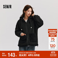 森馬（Semir）森馬外套女仿羊羔毛搖粒絨雙面穿連帽重磅夾克24新款109724108002