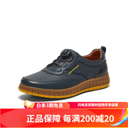 暇步士（Hush Puppies）2024秋新款舒適免系通勤男休閑皮鞋B6W02CM4 深藍(lán)色 39
