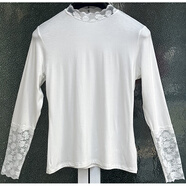 夏典素訂女王（SE.PSTP）黑色蕾絲t恤女2025秋季新款長(cháng)袖莫代爾打底衫修身薄小衫百搭上衣 9945白色 小蕾絲立領(lǐng)莫代爾 XL 加大碼（130斤-160斤）