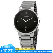 西鐵城（CITIZEN）男士手表石英表黑色圓形41mm防水50m銀色不銹鋼帶休閑BI5010-59E as pic os