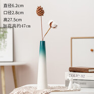 何佳功細(xì)長頸花瓶 陶瓷一枝花鮮花花瓶擺件細(xì)長小口徑飯廳桌面裝飾品202 大號(hào)細(xì)口花瓶+深綠+干燥花(如圖)