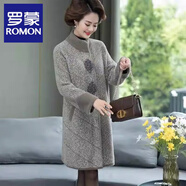 羅蒙（ROMON）媽媽裝秋冬裝外套洋氣媽媽加厚中長(cháng)款50歲仿貂絨上衣服中老年女裝 灰白 厚款 2XL