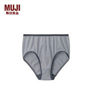 無印良品 MUJI 女式 羅紋編織 高腰 短褲 FCE09C1A 深灰色條紋 L