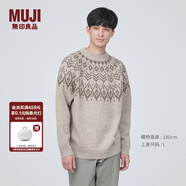 無(wú)印良品（MUJI）男式 美利奴羊毛 圖案編織 圓領(lǐng)毛衣 AA0PVA3A 長(cháng)袖針織衫 校園風(fēng) 燕麥色 XL(180/104A)